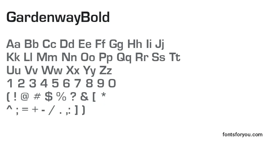 Шрифт GardenwayBold – алфавит, цифры, специальные символы