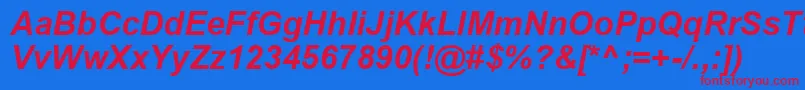 Fonte ArialKoi8BoldItalic – fontes vermelhas em um fundo azul