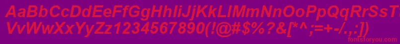 ArialKoi8BoldItalic Font – Red Fonts on Purple Background