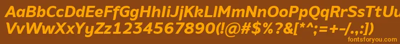 フォントAminoBoldItalic – オレンジ色の文字が茶色の背景にあります。