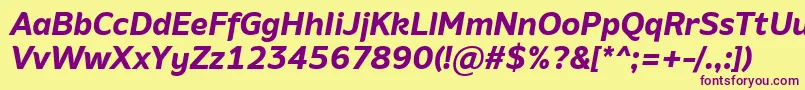 AminoBoldItalic Font – Purple Fonts on Yellow Background