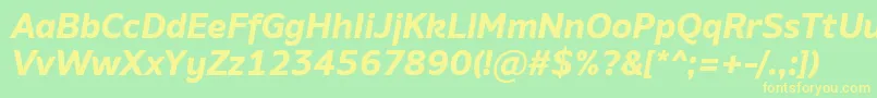 フォントAminoBoldItalic – 黄色の文字が緑の背景にあります