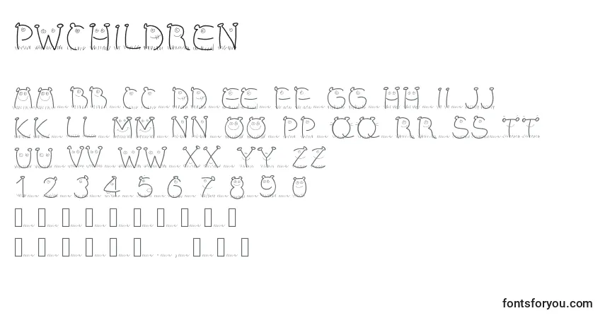 Schriftart Pwchildren – Alphabet, Zahlen, spezielle Symbole