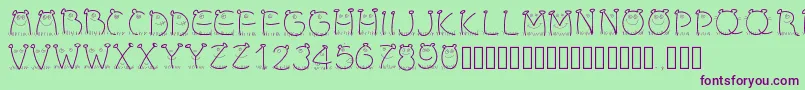 Pwchildren Font – Purple Fonts on Green Background