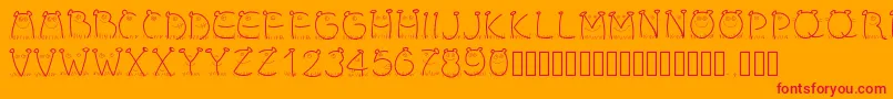 Pwchildren-Schriftart – Rote Schriften auf orangefarbenem Hintergrund