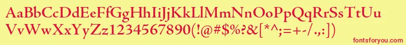 AjensonproSemiboldsubh Font – Red Fonts on Yellow Background