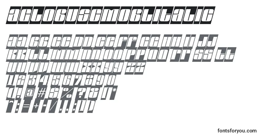 Шрифт AGlobuscmoblItalic – алфавит, цифры, специальные символы
