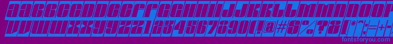Шрифт AGlobuscmoblItalic – синие шрифты на фиолетовом фоне