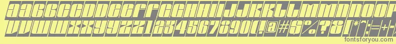 AGlobuscmoblItalic-fontti – harmaat kirjasimet keltaisella taustalla