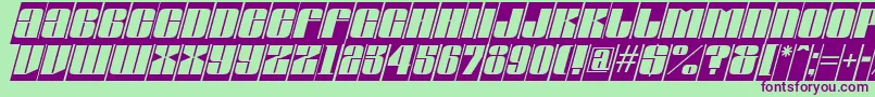 Шрифт AGlobuscmoblItalic – фиолетовые шрифты на зелёном фоне