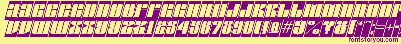フォントAGlobuscmoblItalic – 紫色のフォント、黄色の背景