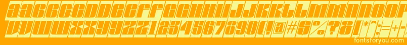 Czcionka AGlobuscmoblItalic – żółte czcionki na pomarańczowym tle