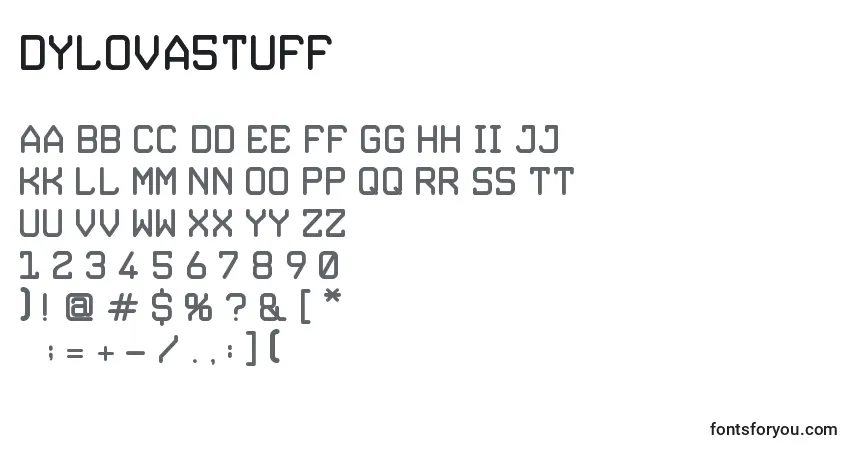 Czcionka Dylova5tuff – alfabet, cyfry, specjalne znaki