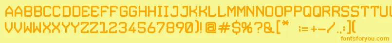 フォントDylova5tuff – オレンジの文字が黄色の背景にあります。