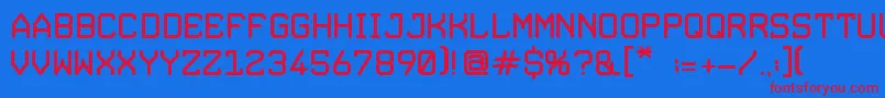 Dylova5tuff-Schriftart – Rote Schriften auf blauem Hintergrund