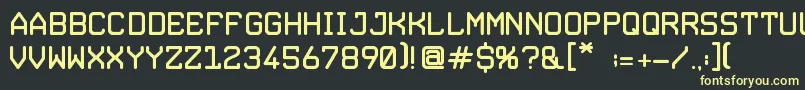 フォントDylova5tuff – 黒い背景に黄色の文字