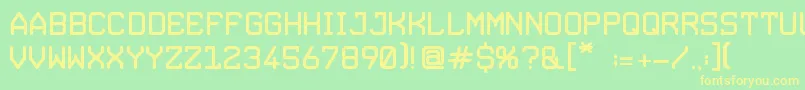 フォントDylova5tuff – 黄色の文字が緑の背景にあります