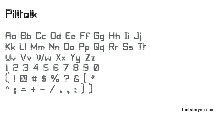 Schriftart Pilltalk – Alphabet, Zahlen, spezielle Symbole