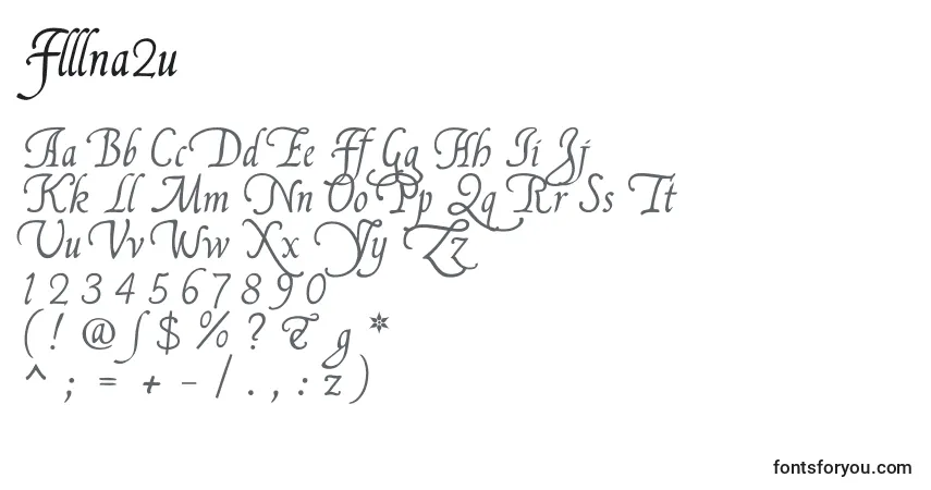 Schriftart Flllna2u – Alphabet, Zahlen, spezielle Symbole