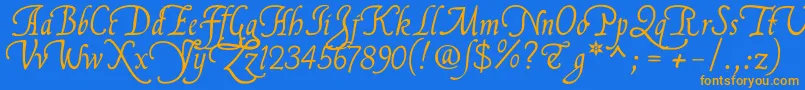 Flllna2u Font – Orange Fonts on Blue Background