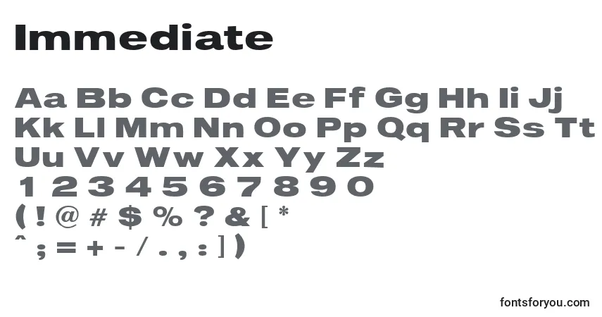 Immediate Font – alphabet, numbers, special characters