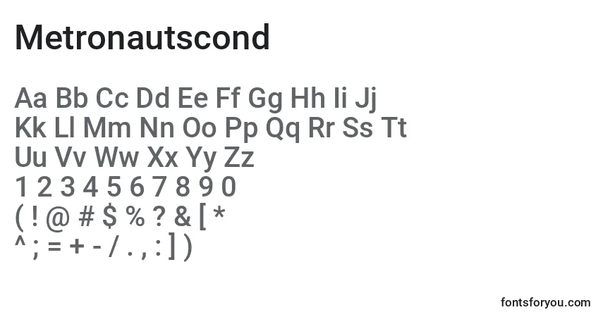 Schriftart Metronautscond – Alphabet, Zahlen, spezielle Symbole