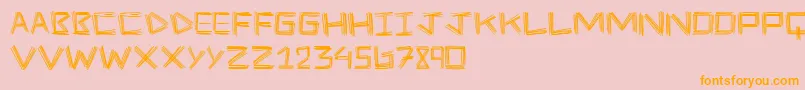 StickFour-Schriftart – Orangefarbene Schriften auf rosa Hintergrund