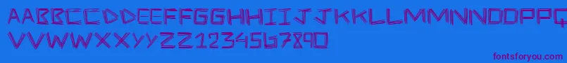 StickFour-Schriftart – Violette Schriften auf blauem Hintergrund