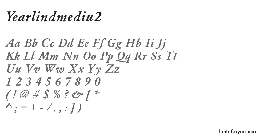 A fonte Yearlindmediu2 – alfabeto, números, caracteres especiais