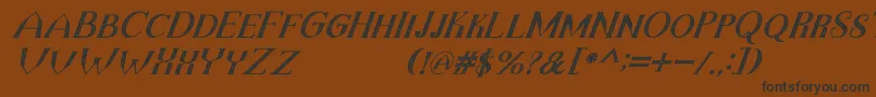 フォントTheDarkTitanVintageItalic – 黒い文字が茶色の背景にあります