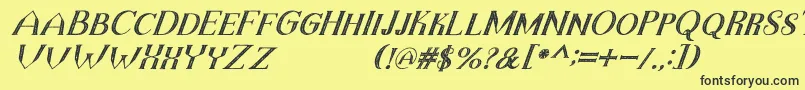 Шрифт TheDarkTitanVintageItalic – чёрные шрифты на жёлтом фоне