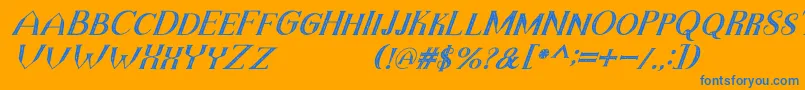 TheDarkTitanVintageItalic Font – Blue Fonts on Orange Background