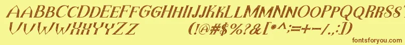 TheDarkTitanVintageItalic Font – Brown Fonts on Yellow Background