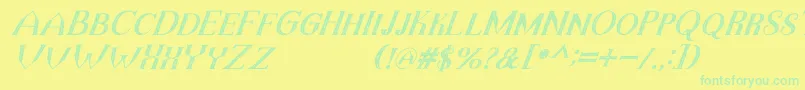 TheDarkTitanVintageItalic Font – Green Fonts on Yellow Background