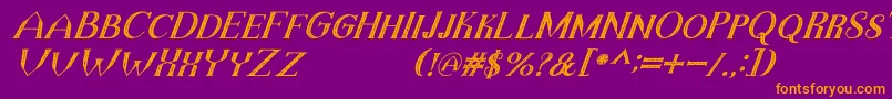 TheDarkTitanVintageItalic Font – Orange Fonts on Purple Background
