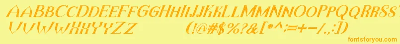 TheDarkTitanVintageItalic Font – Orange Fonts on Yellow Background