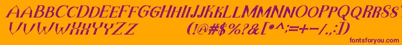 TheDarkTitanVintageItalic Font – Purple Fonts on Orange Background