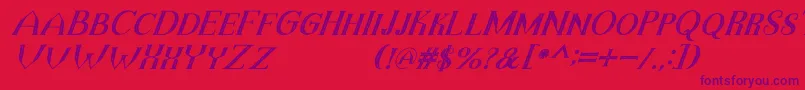 TheDarkTitanVintageItalic Font – Purple Fonts on Red Background