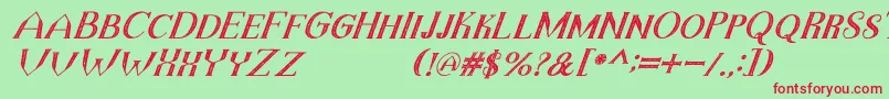 TheDarkTitanVintageItalic Font – Red Fonts on Green Background