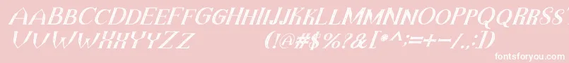 TheDarkTitanVintageItalic-Schriftart – Weiße Schriften auf rosa Hintergrund