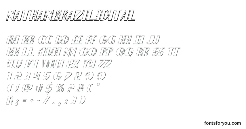 Шрифт Nathanbrazil3Dital – алфавит, цифры, специальные символы