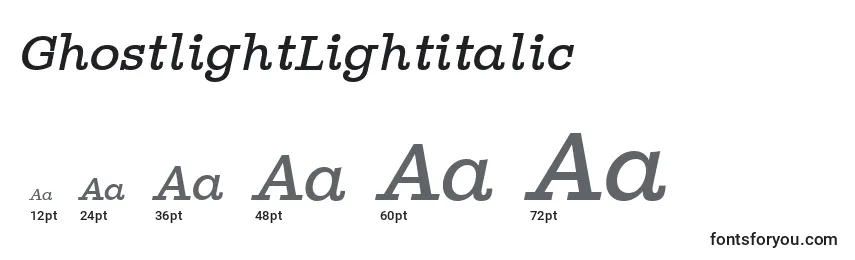 Размеры шрифта GhostlightLightitalic