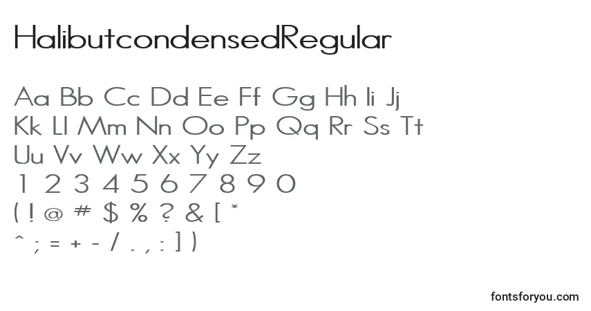 Czcionka HalibutcondensedRegular – alfabet, cyfry, specjalne znaki