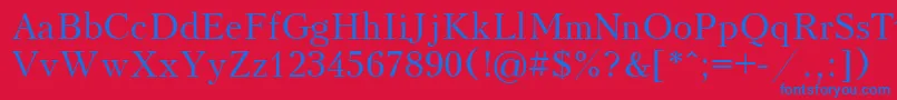 Czcionka Kudriashov – niebieskie czcionki na czerwonym tle