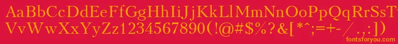 Kudriashov-Schriftart – Orangefarbene Schriften auf rotem Hintergrund