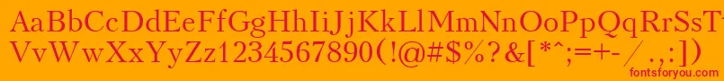 フォントKudriashov – オレンジの背景に赤い文字