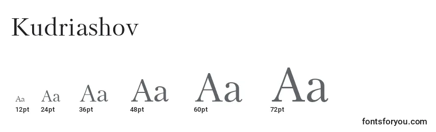 Размеры шрифта Kudriashov
