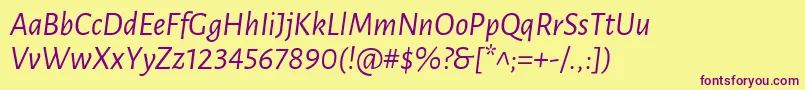 LunasansItalic Font – Purple Fonts on Yellow Background