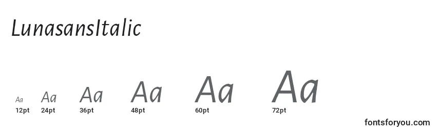 Размеры шрифта LunasansItalic