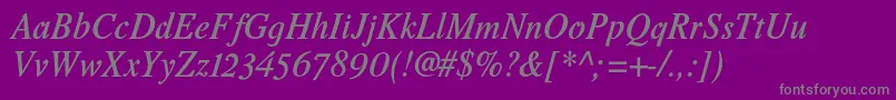 Romandeadfno2stdDemibolditalic-Schriftart – Graue Schriften auf violettem Hintergrund